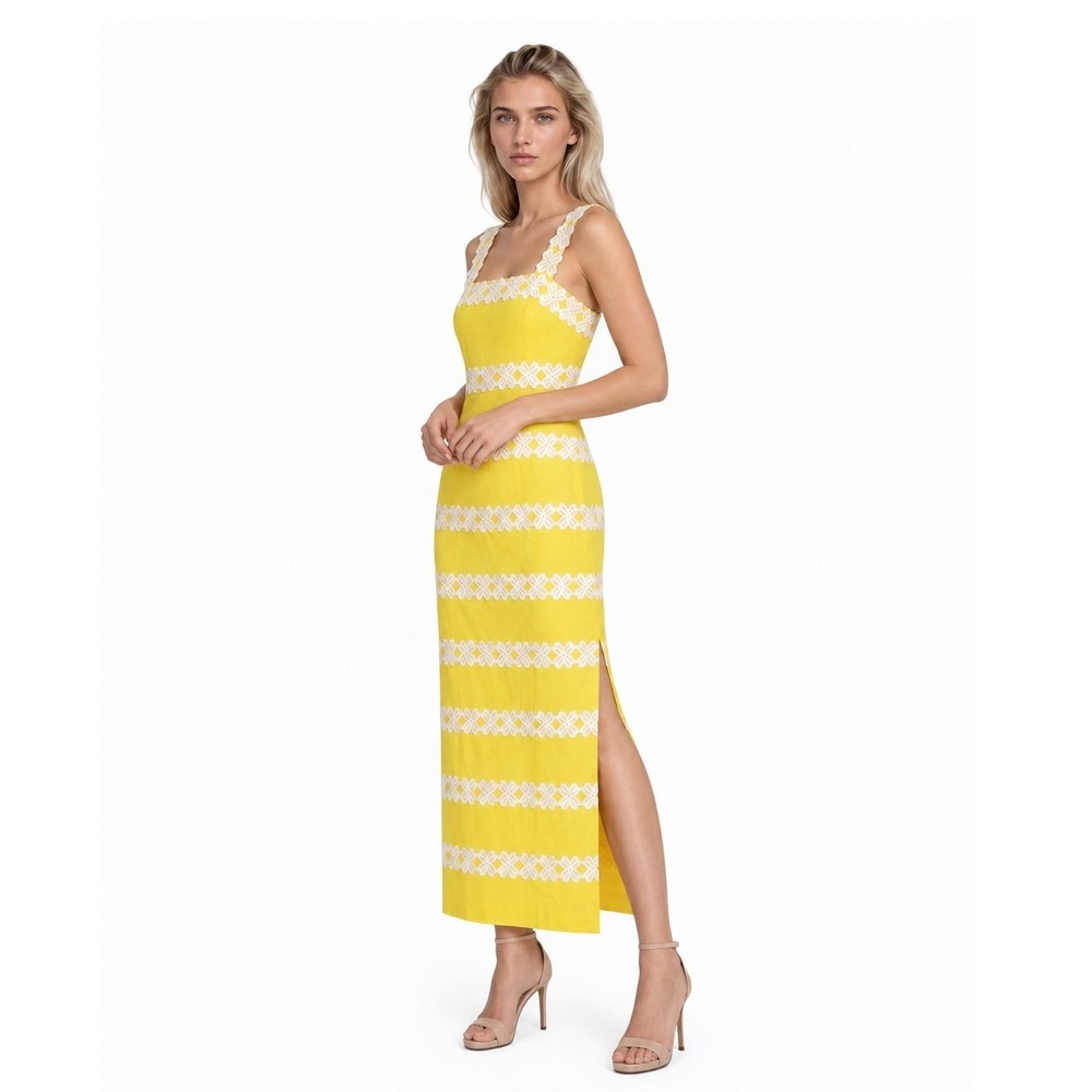 NWT Lilly Pulitzer Davis Maxi Dress Women's Size 4 Yellow 100% Cotton MSRP $298